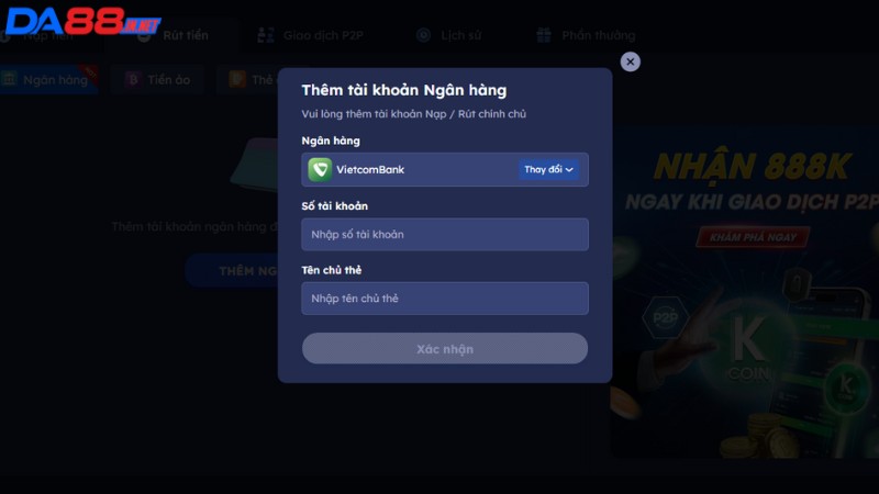 Hướng dẫn các bước rút tiền DA88 đơn giản nhất