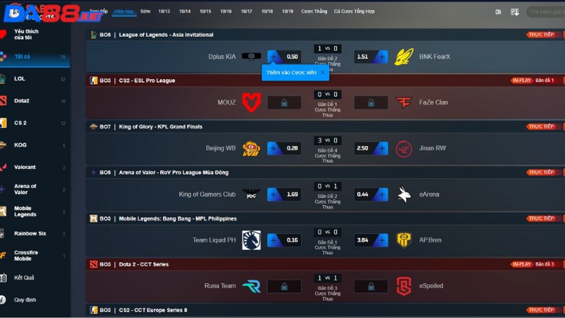 Khám phá các trò chơi Live Sport hot, phổ biến