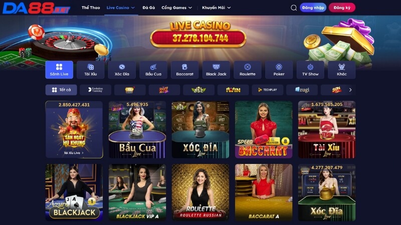 Sảnh cược Live Casino DA88 đa dạng thể loại cá cược